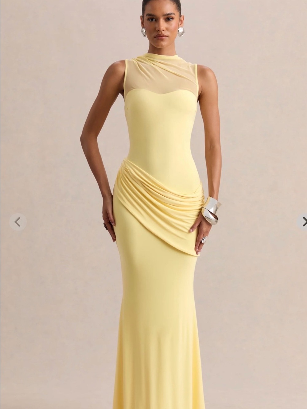 Club L London LYSSY Dress Sleeveless Pale Yellow Maxi